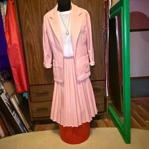 Unique Vintage Pink Suit with Pleated Skirt